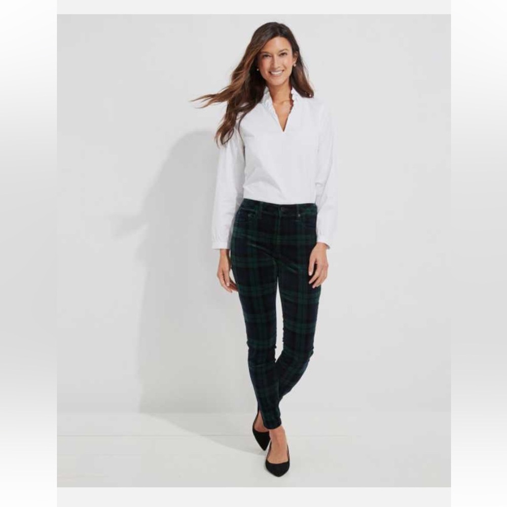 Vineyard Vines Blackwatch Plaid Velveteen High Rise Pants - Size 6
